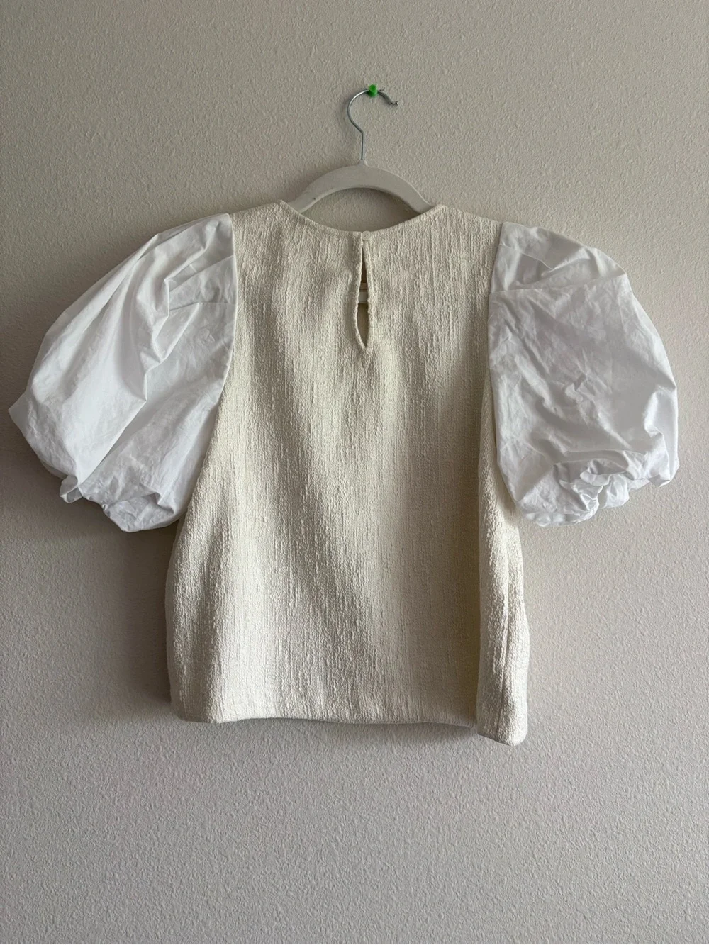 Anthropologie Puff-Sleeve Textured Blouse Top Women’s XS Petite Ivory